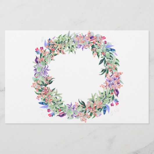 Floral Berries Wreath Briefpapier (Vorderseite)