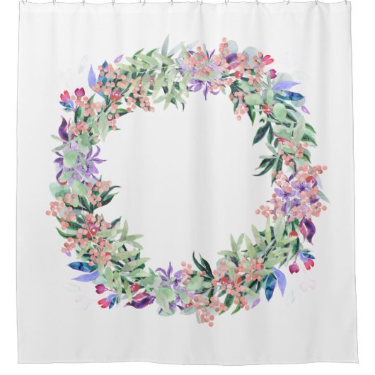 Floral Berries Wreath Duschvorhang (Vorderseite)