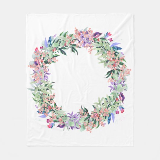 Floral Berries Wreath Fleecedecke (Vorderseite)
