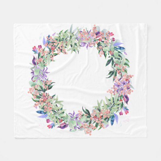 Floral Berries Wreath Fleecedecke (Vorderseite (Horizontal))