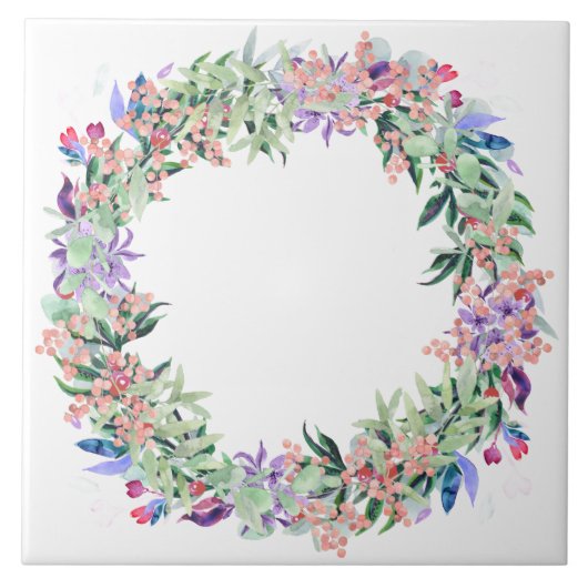 Floral Berries Wreath Fliese (Vorderseite)