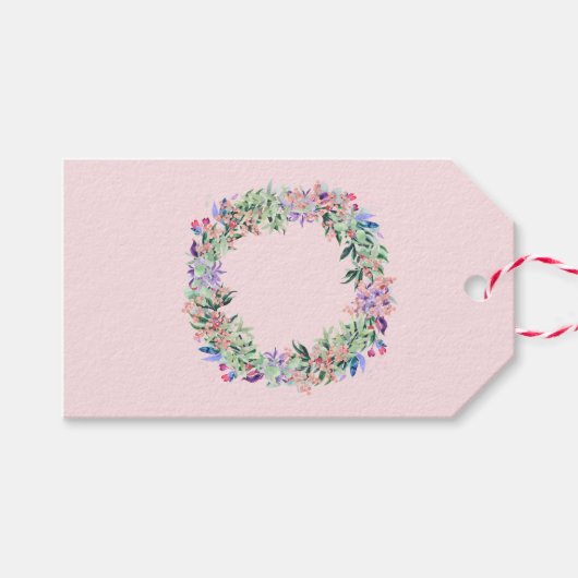 Floral Berries Wreath Geschenkanhänger (Vorderseite (Horizontal))