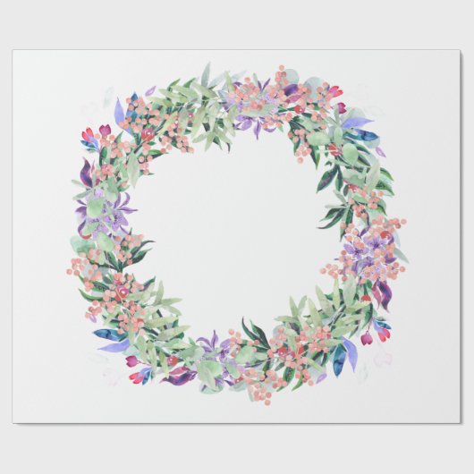 Floral Berries Wreath Geschenkpapier (Flach)