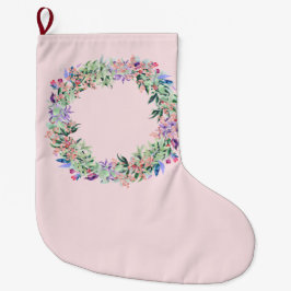 Floral Berries Wreath Großer Weihnachtsstrumpf