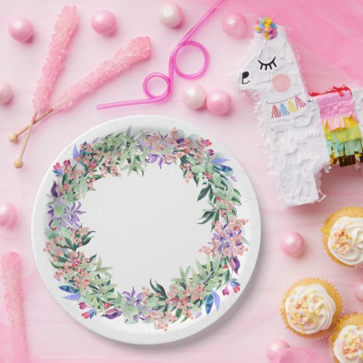 Floral Berries Wreath Pappteller (Party)