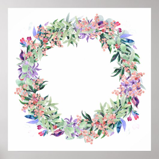 Floral Berries Wreath Poster (Vorne)