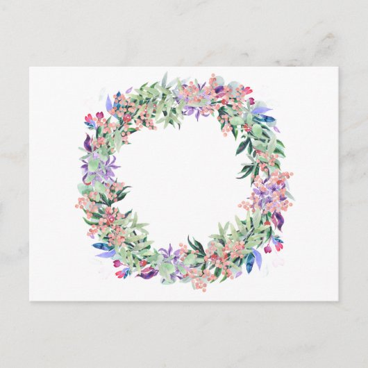 Floral Berries Wreath Postkarte (Vorderseite)