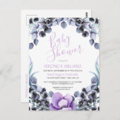 Floral Berry Baby Dusche Einladung Postkarte (Vorne/Hinten)