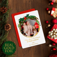 Floral Berry Wreath Christmas Lights Foto Gold