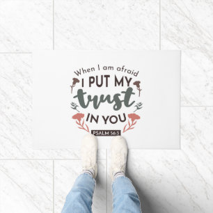 Floral Bible Verse Art 'I put my trust in you' Fußmatte