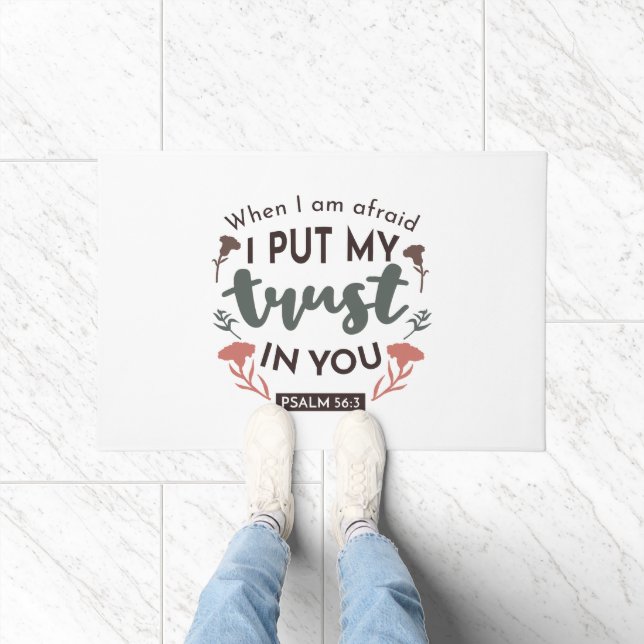 Floral Bible Verse Art 'I put my trust in you' Fußmatte (Indoor)