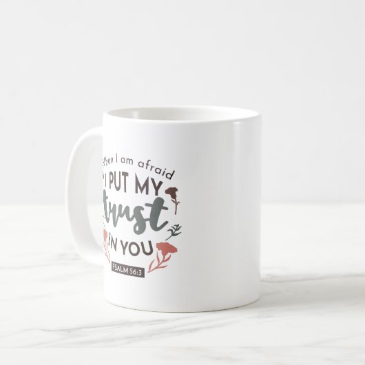 Floral Bible Verse Art 'I put my trust in you' Kaffeetasse (Vorderseite Links)