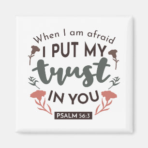 Floral Bible Verse Art 'I put my trust in you' Magnet
