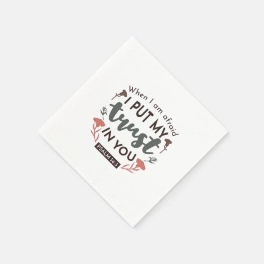 Floral Bible Verse Art 'I put my trust in you' Serviette (Ecke)