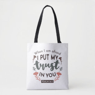 Floral Bible Verse Art 'I put my trust in you' Tasche