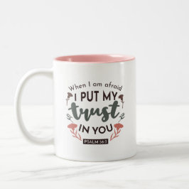 Floral Bible Verse Art 'I put my trust in you' Zweifarbige Tasse