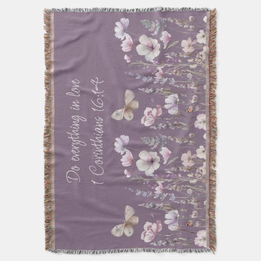 Floral Bible Verse Throw Blanket Decke (Vorderseite Vertikal)