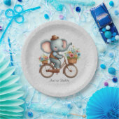 Floral Bicycle Elephant Paper Plate Pappteller (Party)