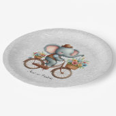 Floral Bicycle Elephant Paper Plate Pappteller (Schrägansicht)