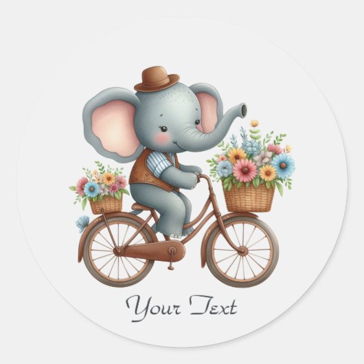 Floral Bicycle Elephant Sticker (Vorderseite)