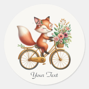 Floral Bicycle Fox Aufkleber