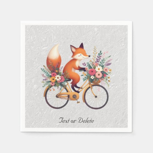 Floral Bicycle Fox Napkins Serviette (Vorderseite)