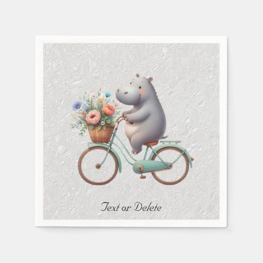 Floral Bicycle Hippo Napkins Serviette (Vorderseite)