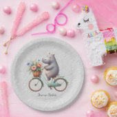 Floral Bicycle Hippo Paper Plate Pappteller (Party)