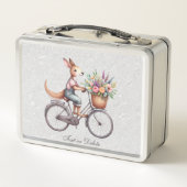 Floral Bicycle Kangaroo Metal Lunch Box (Rückseite)