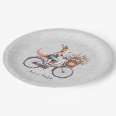 Floral Bicycle Kangaroo Paper Plate Pappteller (Schrägansicht)