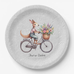 Floral Bicycle Kangaroo Paper Plate Pappteller