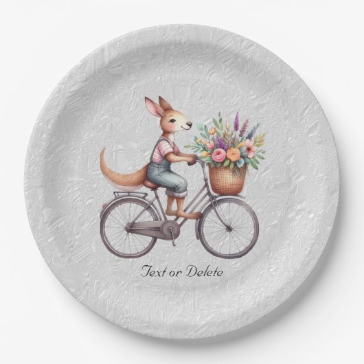 Floral Bicycle Kangaroo Paper Plate Pappteller (Vorderseite)