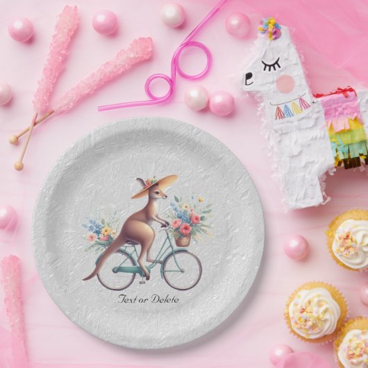 Floral Bicycle Kangaroo Paper Plate Pappteller (Party)