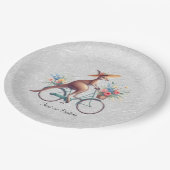 Floral Bicycle Kangaroo Paper Plate Pappteller (Schrägansicht)