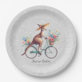 Floral Bicycle Kangaroo Paper Plate Pappteller (Vorderseite)