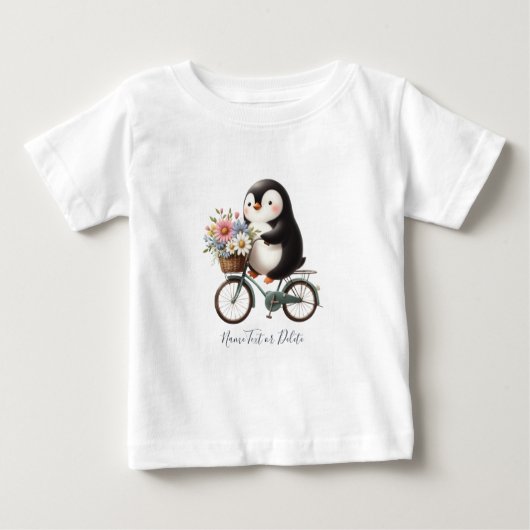 Floral Bicycle Penguin Baby T - Shirt (Vorderseite)