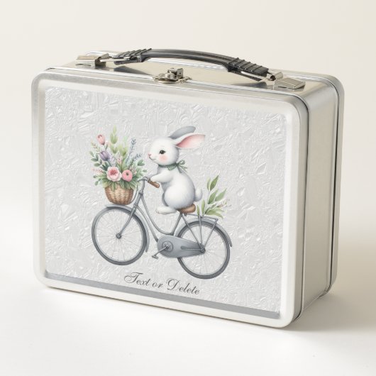 Floral Bicycle Rabbit Metal Lunch Box (Vorderseite)