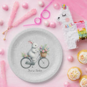 Floral Bicycle Rabbit Paper Plate Pappteller (Party)