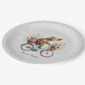 Floral Bicycle Turtle Paper Plate Pappteller (Schrägansicht)