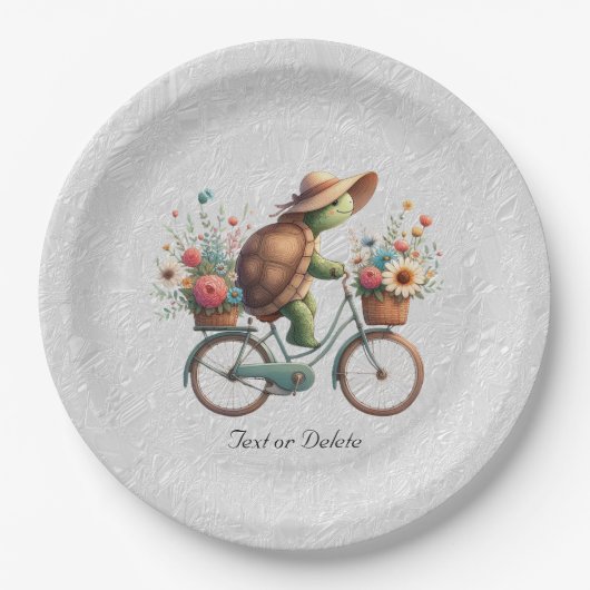Floral Bicycle Turtle Paper Plate Pappteller (Vorderseite)