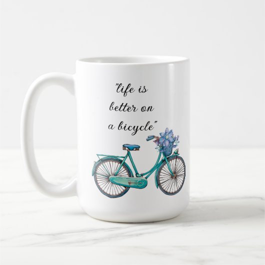 Floral Bicycle Watercolor Design Boho Chic Coffee Kaffeetasse (Links)
