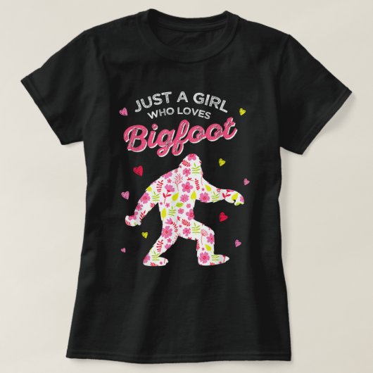 Floral Bigfoot Lover Girl Design T-Shirt (Design vorne)
