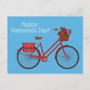 Floral Bike Happy Valentines_Blue Postkarte