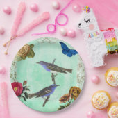 Floral Bird Butterfly Vintager französischer Style Pappteller (Party)