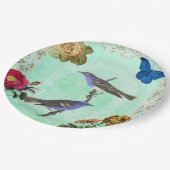 Floral Bird Butterfly Vintager französischer Style Pappteller (Schrägansicht)
