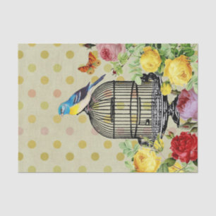Floral Bird Cage Ephemere Decoupage Vintag Seidenpapier