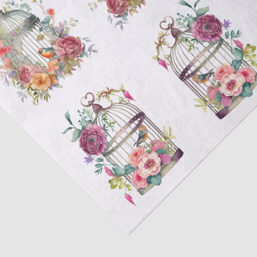 Floral Bird Cages for Small Decoupage Projects Seidenpapier (Detail)