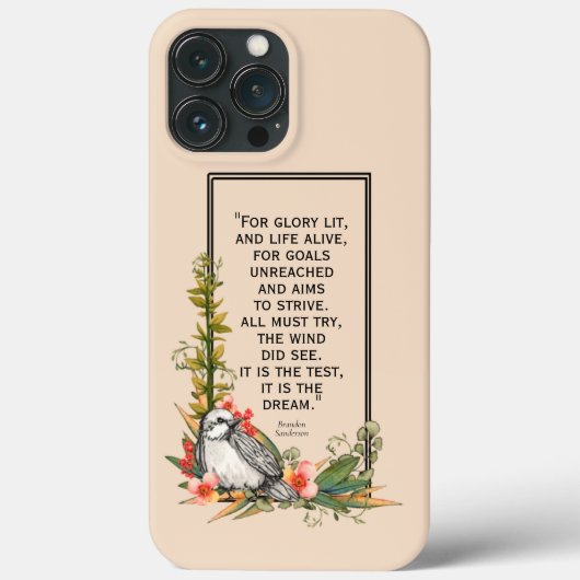 Floral Bird iPhone Case mit Sanderson Zitat (Rückseite)