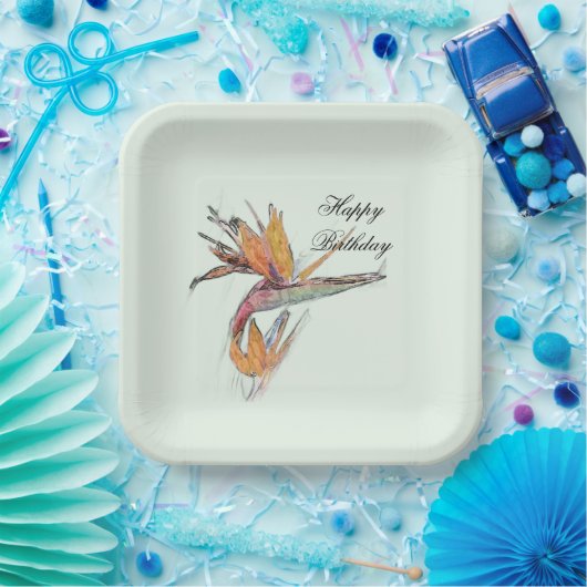Floral Bird of Paradise Customizable Pappteller (Party)