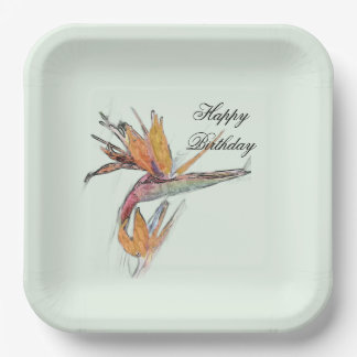 Floral Bird of Paradise Customizable Pappteller